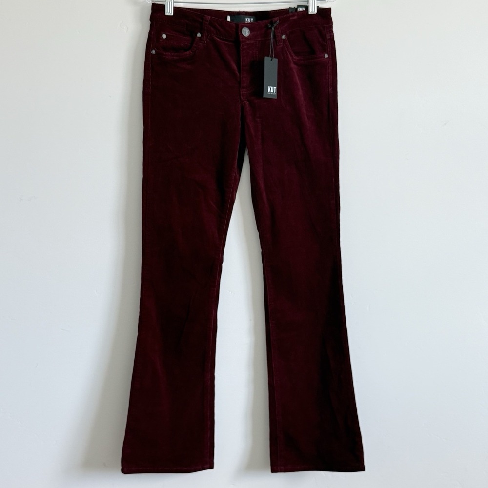 Kut From the Kloth Karen Baby Bootcut Corduroy Pants 6 Wine NEW Cowgirl